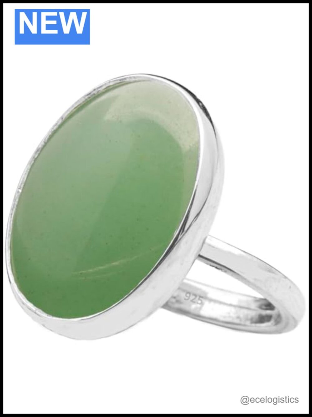 Green Aventurine Oval Ring 925 Sterling Silver